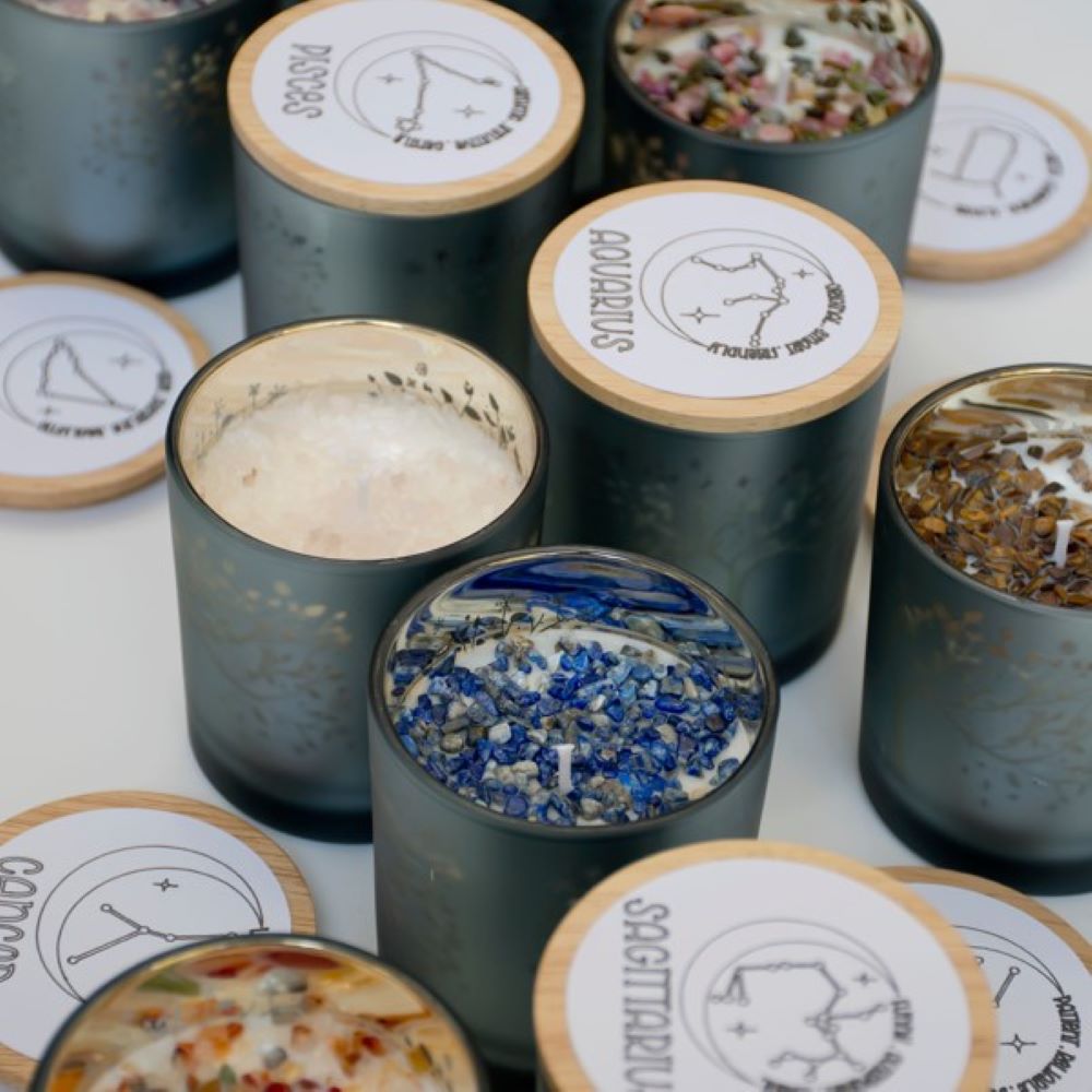 Candles - locally made and imported products.  Soy, crystal and more